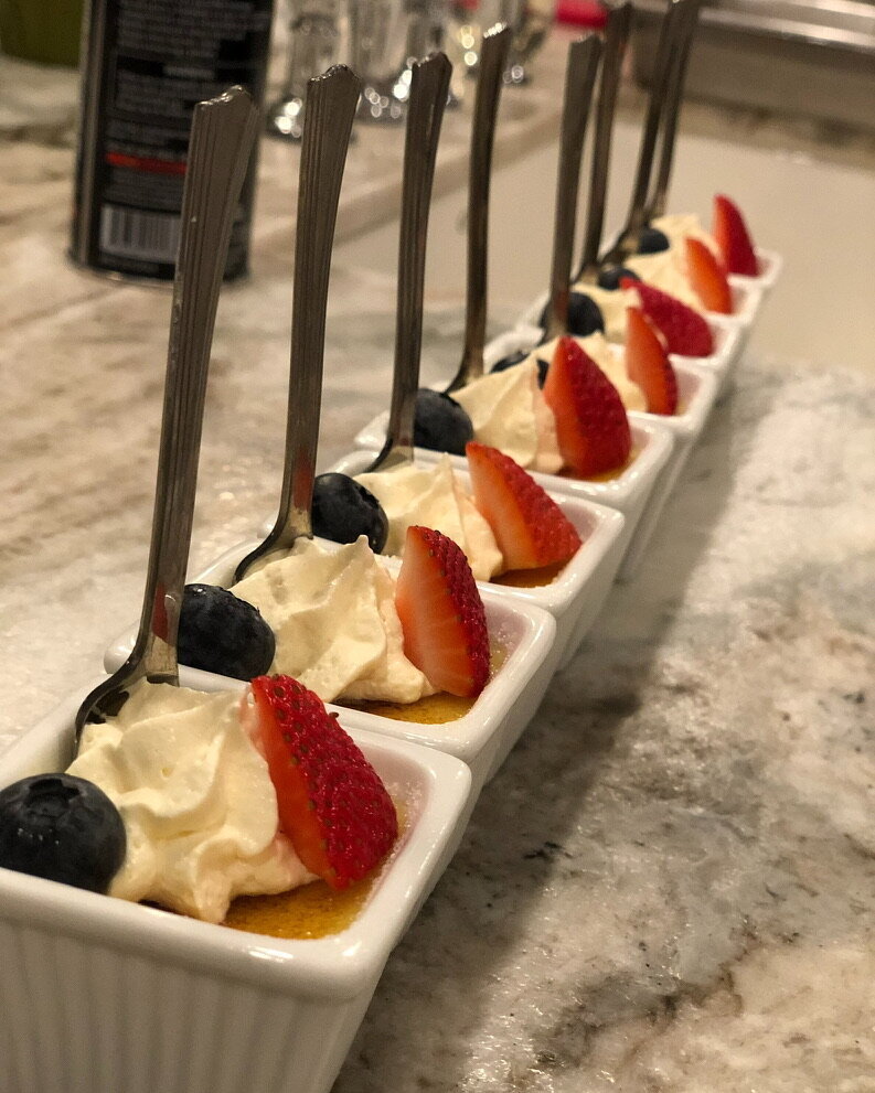 Individual Amazen dessert cups with fresh berries