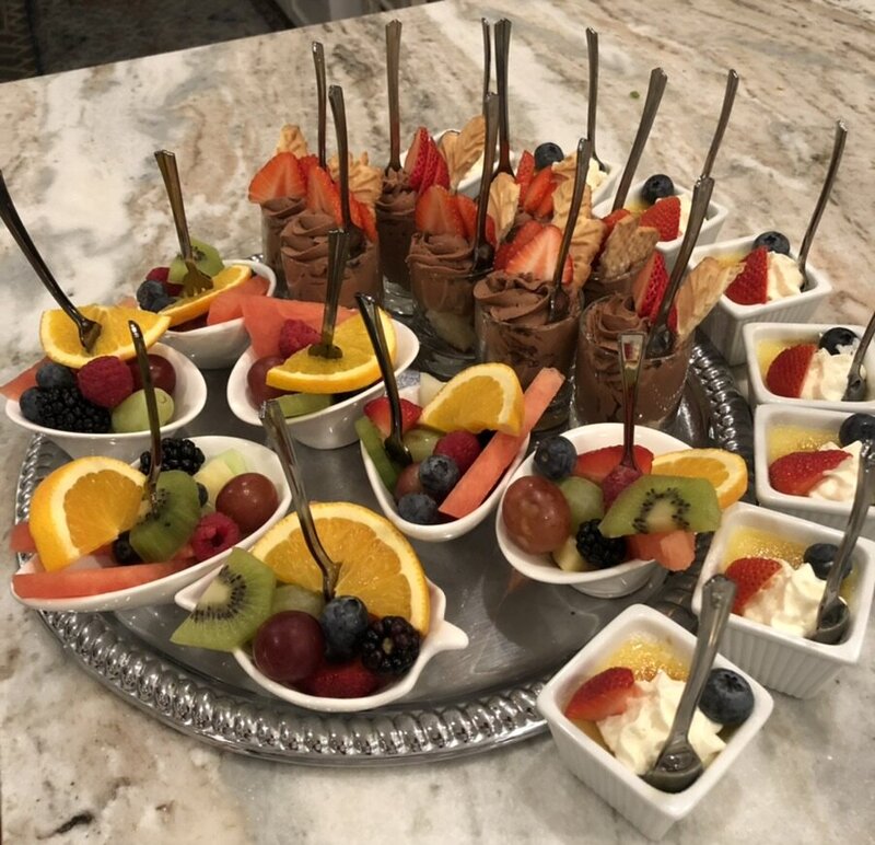 Amazen miniature desserts and fresh fruit selection